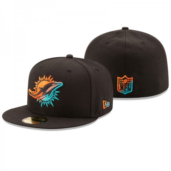 Miami Dolphins Color Dim Black Hat 59FIFTY Fitted