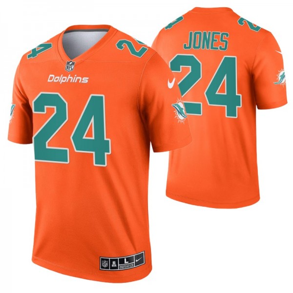 Miami Dolphins Byron Jones #24 Orange Inverted Leg...