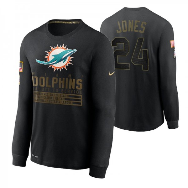 Miami Dolphins Byron Jones #24 Black 2020 Salute t...