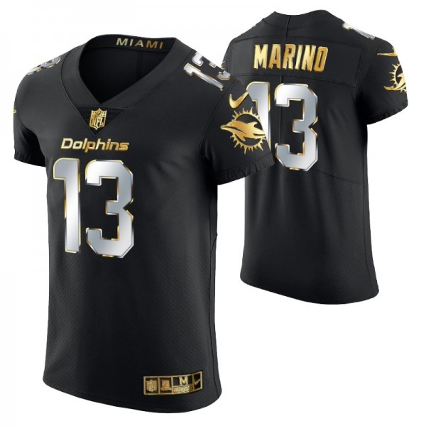 Miami Dolphins Dan Marino #13 Golden Edition Black Elite Jersey