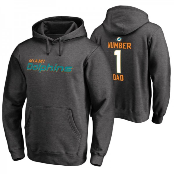 Miami Dolphins Number 1 Dad Pullover Hoodie - Heat...