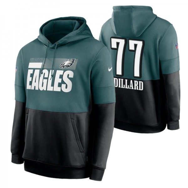 Philadelphia Eagles 77 #Andre Dillard Green Black Sideline Lockup Performance Pullover Hoodie
