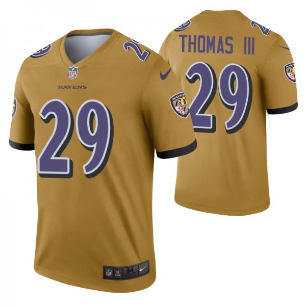 Men's Earl Thomas III Baltimore Ravens Jersey Gold...