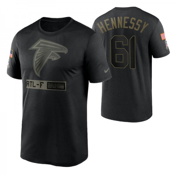 Atlanta Falcons Matt Hennessy #61 Black Short Sleeve 2020 Salute To Service Team Logo Performance T-shirt