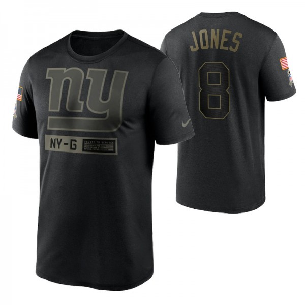 New York Giants Daniel Jones #8 Black Short Sleeve...