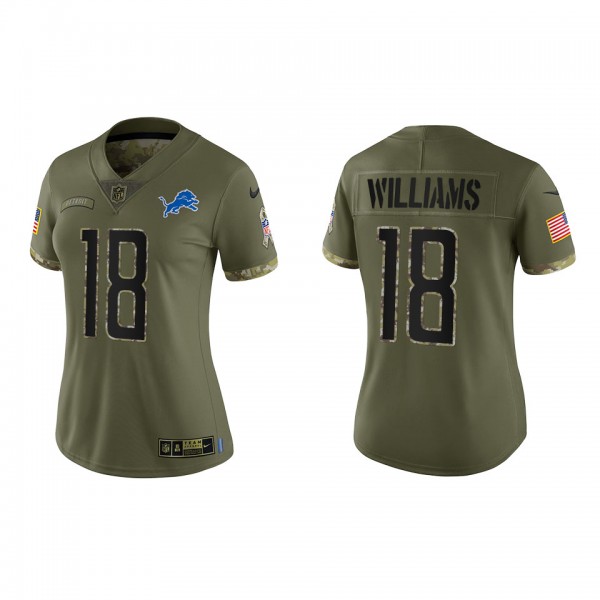 Jameson Williams Women's Detroit Lions Olive 2022 Salute To Service Limited Jersey
