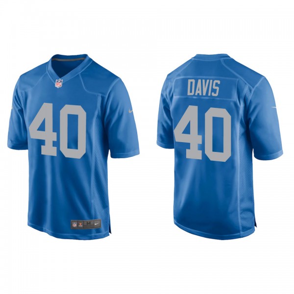 Men's Detroit Lions Jarrad Davis Blue Throwback Ga...