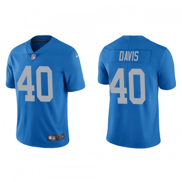 Men's Detroit Lions Jarrad Davis Blue Vapor Limited Jersey