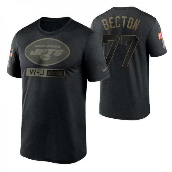 New York Jets Mekhi Becton #77 Black Short Sleeve ...