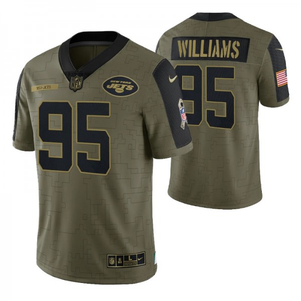 New York Jets Quinnen Williams #95 Olive Limited 2021 Salute To Service Jersey