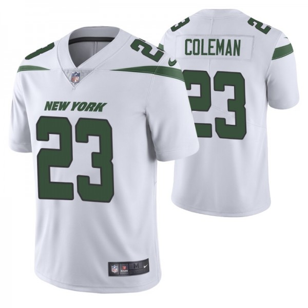 New York Jets Tevin Coleman #23 Vapor Limited White Jersey