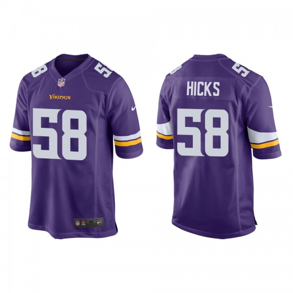 Men's Minnesota Vikings Jordan Hicks Purple Game J...
