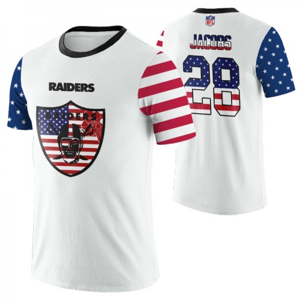 #28 Josh Jacobs Oakland Raiders T-shirt Independence Day