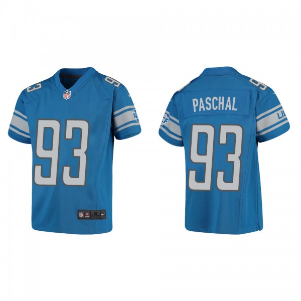 Youth Josh Paschal Detroit Lions Blue Game Jersey