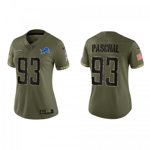 Josh Paschal Women's Detroit Lions Olive 2022 Salute To Service Limited Jersey