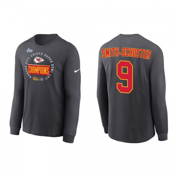 JuJu Smith-Schuster Kansas City Chiefs Anthracite Super Bowl LVII Champions Locker Room Trophy Collection Long Sleeve T-Shirt
