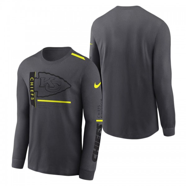 Men's Kansas City Chiefs Nike Anthracite Volt Performance Long Sleeve T-Shirt