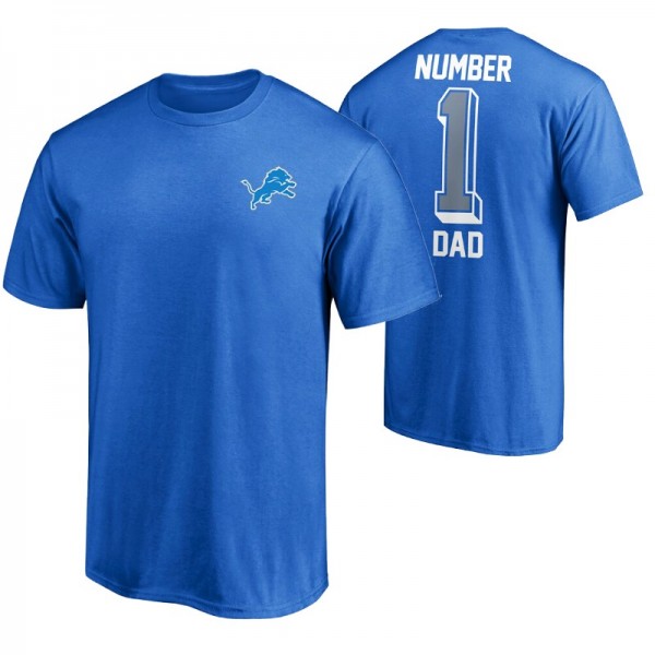 Detroit Lions No. 1 Dad 2021 Father's Day Blue T-S...