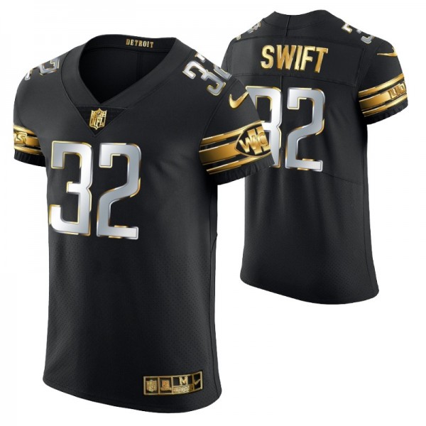 Detroit Lions D'Andre Swift #32 Golden Edition Bla...