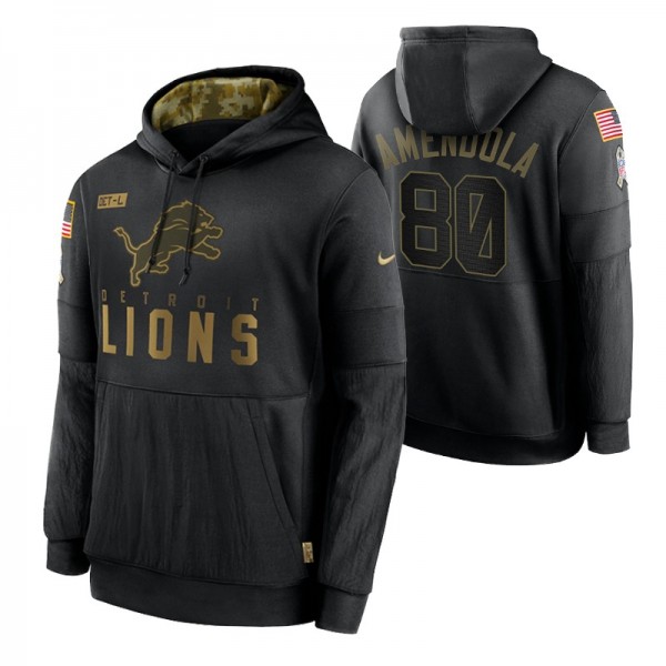 Detroit Lions Danny Amendola #80 Black 2020 Salute To Service Sideline Performance Pullover Hoodie