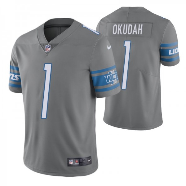 Detroit Lions Jeff Okudah #1 2020 NFL Draft Grey Color Rush Limited Jersey