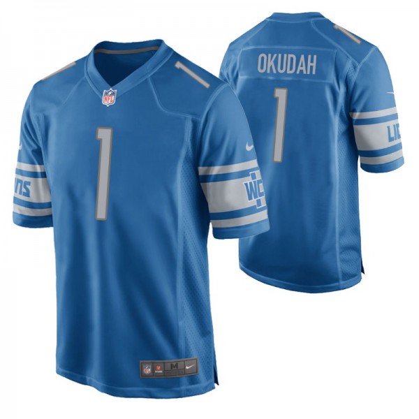 Jeff Okudah Lions 2020 NFL Draft Men's Blue Game J...