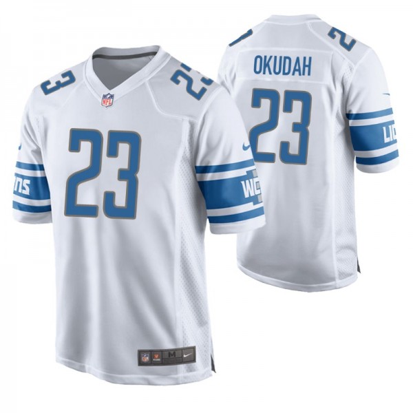 Detroit Lions Jeff Okudah #23 White Game Jersey