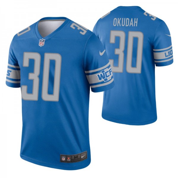 Men's Jeff Okudah #30 Detroit Lions Blue Legend Je...
