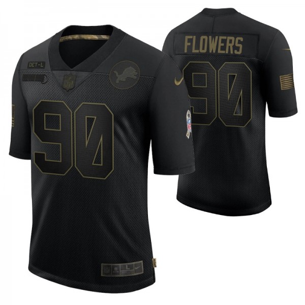 Detroit Lions Trey Flowers #90 Black Limited 2020 Salute To Service Jersey