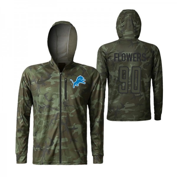 Detroit Lions Trey Flowers 90 #Camo Sunscreen Quick Drying Breathable Hoodie