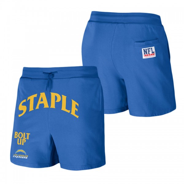 Men's Los Angeles Chargers NFL x Staple Blue Throwback Vintage Wash Fleece Shorts