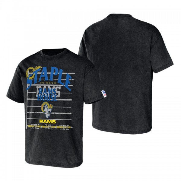 Men's Los Angeles Rams NFL x Staple Black Throwback Vintage Wash T-Shirt