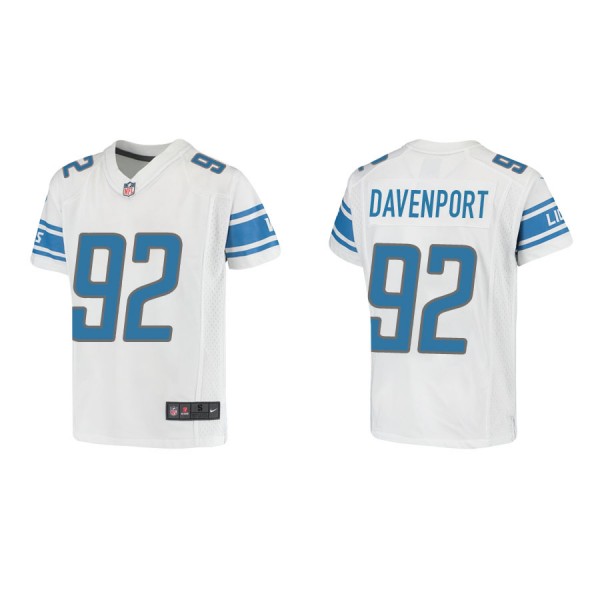 Youth Detroit Lions Marcus Davenport White Game Je...