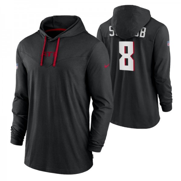 Atlanta Falcons #8 Matt Schaub Black Sideline Performance Hoodie Tri-Blend T-Shirt