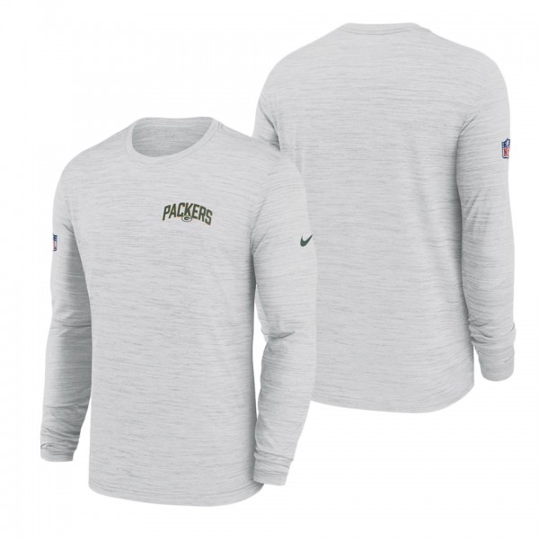 Men's Green Bay Packers Nike White Velocity Athletic Stack Performance Long Sleeve T-Shirt