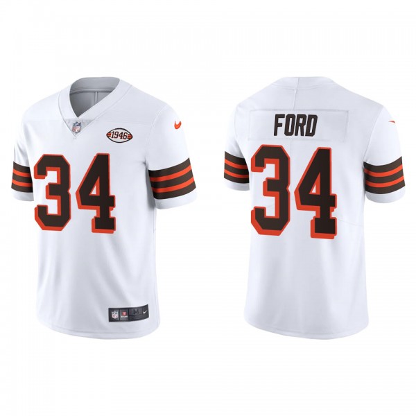 Men's Cleveland Browns Jerome Ford White 1946 Coll...