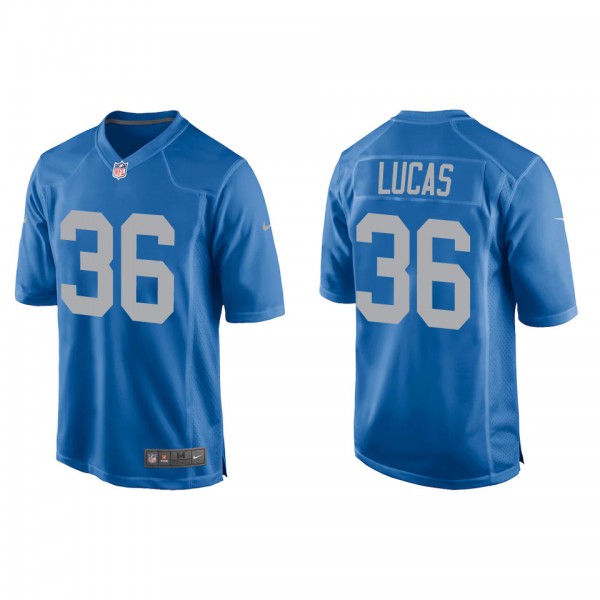 Men's Detroit Lions Chase Lucas Blue Throwback Game Jersey