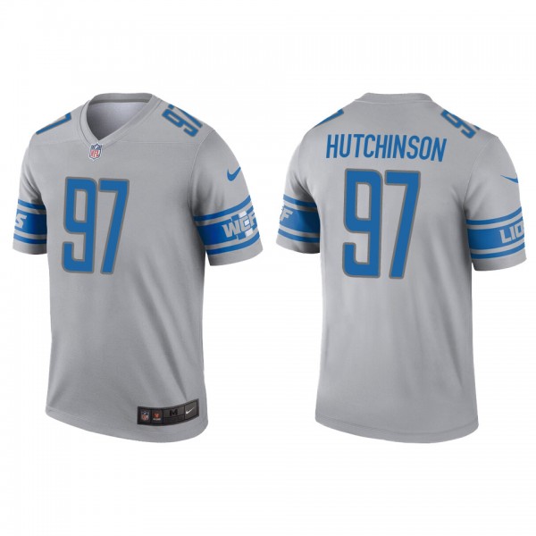 Men's Detroit Lions Aidan Hutchinson Gray 2022 NFL...