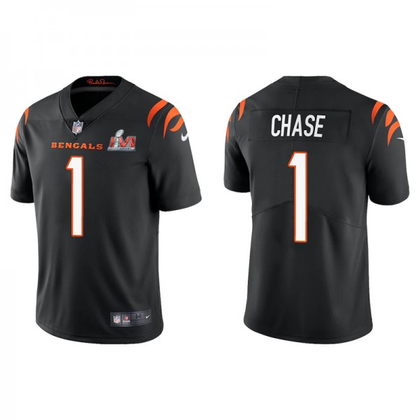 Men's Cincinnati Bengals Ja'Marr Chase Black Super Bowl LVI Vapor Limited Jersey