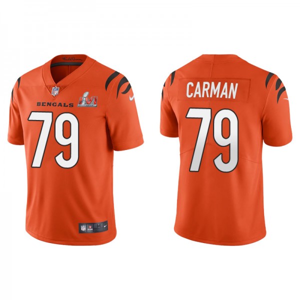 Men's Cincinnati Bengals Jackson Carman Orange Super Bowl LVI Vapor Limited Jersey