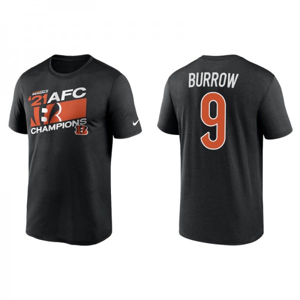 Men's Cincinnati Bengals Joe Burrow Black 2021 AFC Champions Iconic T-Shirt