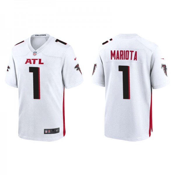 Men's Atlanta Falcons Marcus Mariota White Game Je...