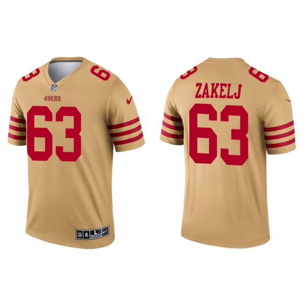 Men's San Francisco 49ers Nick Zakelj Gold 2022 NFL Draft Inverted Legend Jersey
