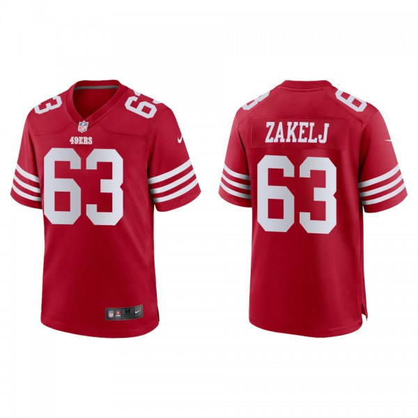 Men's San Francisco 49ers Nick Zakelj Scarlet 2022...