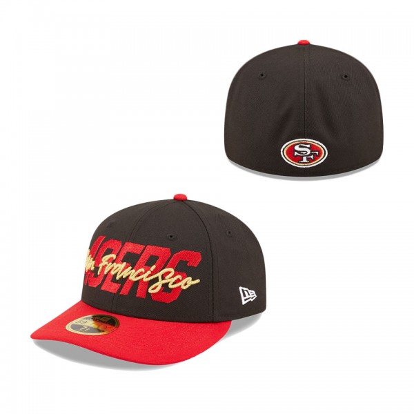 Men's San Francisco 49ers New Era Black Scarlet 2022 NFL Draft Low Profile 59FIFTY Fitted Hat
