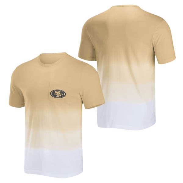 Men's San Francisco 49ers NFL x Darius Rucker Collection by Fanatics Gold White Dip Dye Pocket T-Shirt