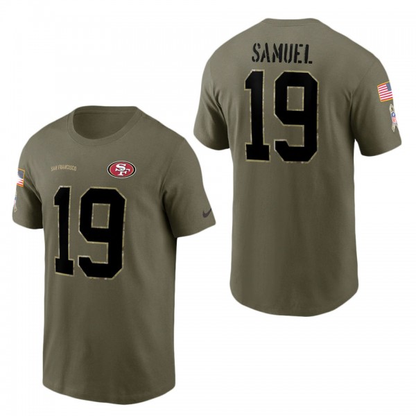 Men's San Francisco 49ers Deebo Samuel Olive 2022 Salute To Service Name & Number T-Shirt