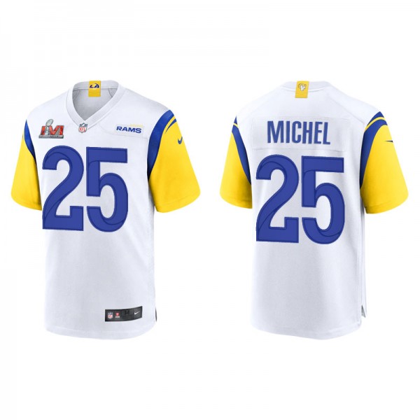 Men's Los Angeles Rams Sony Michel White Super Bow...