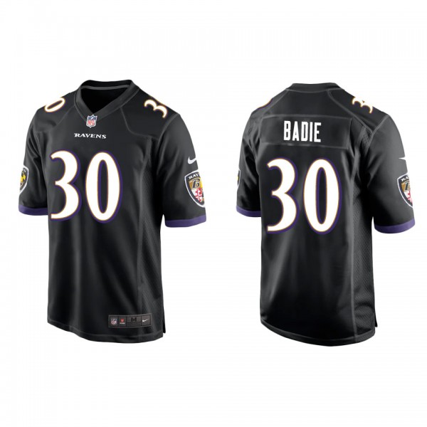 Men's Baltimore Ravens Tyler Badie Black Game Jers...