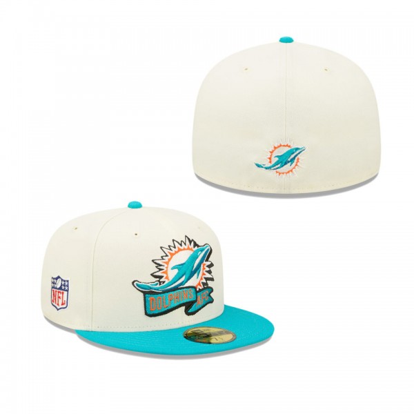 Men's Miami Dolphins Cream Aqua 2022 Sideline 59FI...